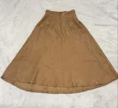 オゾック　フレアスカート ウエストゴム(38/M)ブラウン　キレイめ シンプル