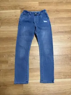 FOKIDS 140cm ストレートデニムパンツ 青 長ズボン