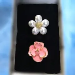 【新入荷】ピンバッジC　No.1　花デザインピンバッジ2点セット