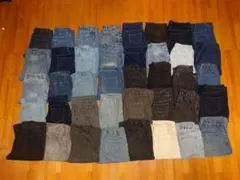 ✩まとめ売り【ウエストゴム】　デニム　パンツ　40本　リメイク　ハンドメイド