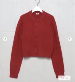 H beauty&youth クロップド　ニット　カーディガン　赤　カシミヤ