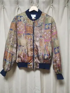 マルチカラー プリント ボンバージャケット（古着）