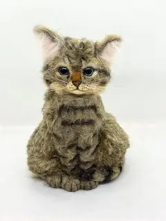 A猫 羊毛フェルト　キジトラの子猫【ハンドメイド 猫