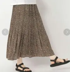 美品★studio CLIP プリーツプリントスカートブラウン F