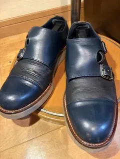 tomo&co ネイビー ダブルモンクストラップ レザーシューズのサムネイル
