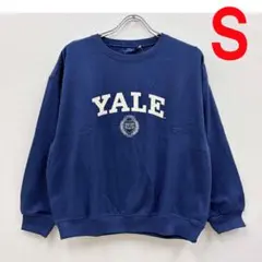新品 S ★ YALE カレッジ ロゴ メンズ スウェット トレーナー ネイビー