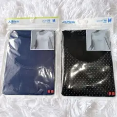 ユニクロ エアリズム 半袖T M 2枚セット 黒 ネイビー