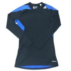 adidas techfit compression シャツ 黒/青 長袖