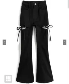 GRL サイドカットアウトリボンフレアツイルパンツ [fo2241] xsサイズ