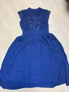 ネイビーレースフレアドレス