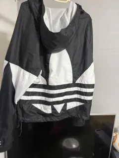 adidas original ナイロンジャケット ブラック/ホワイト　旧ロゴ