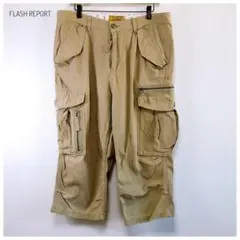 大きいサイズ フラッシュリポート ミリタリーカーゴパンツ 七分丈 綿100%