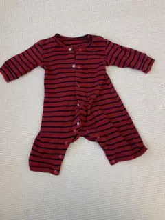 赤と紺のストライプロンパース 70cm