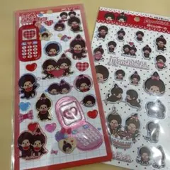 正規品　モンチッチ　平成はっぴーフォンステッカー　ぷくっとシール 2枚セット