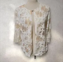 Merci Grace メルシーグレース バラ柄カーディガン 7分袖 透け感あり