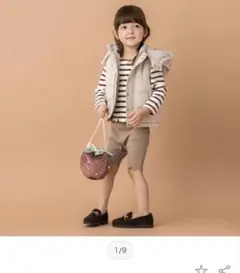 プティマイン petit main フード着脱 中綿入りベスト S 80 90