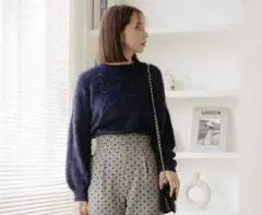Flower スパークルシャギーニット ネイビーのサムネイル
