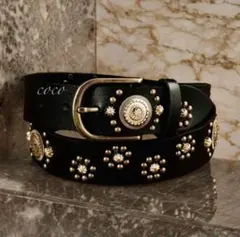 リカルドフォルコーニ　コンチョベルト　レザー　本革　バックル金具　本革　黒 リカルドフォルコーニ コンチョベルト レザー 本革 バックル金具