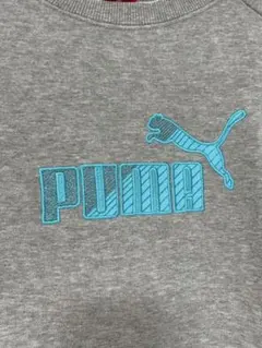 PUMA グレー ロゴ刺繍 クルーネック スウェット