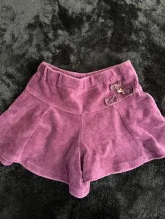 キッズ ショートパンツ 90 HUSH コーデュロイ 紫 リボン 女の子