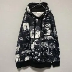 【ミニオンズ】グラフィック プリント パーカー ブラック系 M フード付