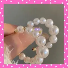 レディースピアス フェイクパール 大ぶり フープピアス 結婚式 デート