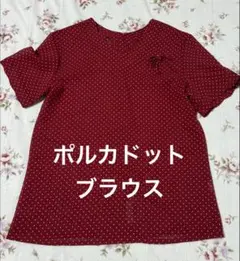 即発送 レトロブラウス アンティークドットブラウス ポルカドットアート ブラウスのサムネイル