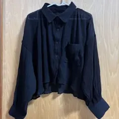 ショート丈　シャツ　ブラック　L