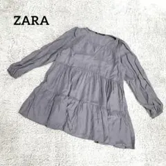 ZARA ザラ【S】チュニックブラウス ティアードデザイン ふんわり グレー