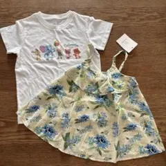 ブランシェスとユニクロ　花柄キャミソールとTシャツ100のセット