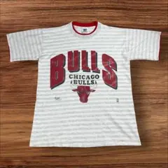 90s NBA ブルズ Tシャツ ビンテージ レイヤード ビッグロゴ ボーダ