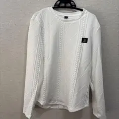 新品.未使用　白T★ホワイト S ケーブル編み風長袖カットソー