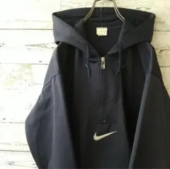 90s 銀タグ ナイキ 刺繍ロゴ ハーフジップ トラックジャケット M