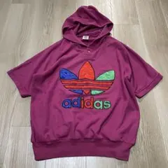 old adidas アディダス フード付 Tシャツ L 激レア