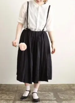 TOUJOURS Drawstring Suspender Skirt NAVYのサムネイル