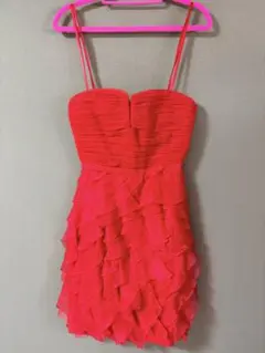 【BCBGMAXAZRIA】チューブトップ レッド フリルミニ丈パーティードレスのサムネイル