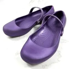 希少 廃盤モデル crocs アリスワーク フラット パンプス 軽量 紫 w8のサムネイル