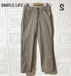 ⭕️b194【SIMPLE LIFE】レディースパンツ チェック ストレート S