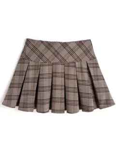 インパン裏地付チェック柄プリーツミニスカート　[ac2563]