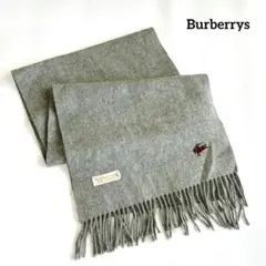 ​【Burberrys/バーバリー】カシミヤ100% マフラー グレー 刺繍ロゴ