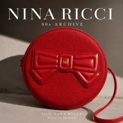 NINA RICCI 80s リボン ラウンド ワンショルダー 赤 丸型 バッグのサムネイル