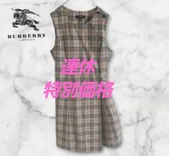 バーバリーロンドン ノバチェック ノースリーブ ひざ丈ワンピース ベージュ