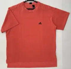 adidas THREE STRIPES サーモンピンクTシャツM ※少々色褪せ