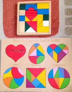 木製タングラムパズル　知育玩具