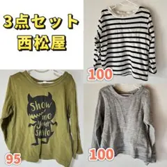 3点セット 西松屋 長袖Tシャツ 95・100 男の子 まとめ売り 春秋