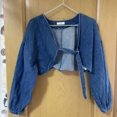 濃いデニムブルー クロップドジャケット