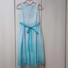 水色 花柄刺繍 フォーマルドレス