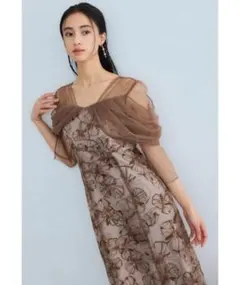 オフショルダースパンコール刺繍レースドレス 結婚式 成人式 二次会 同窓会