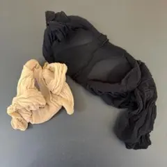 ベージュ ブラック ストッキング パンスト タイツ 2点セット 掃除用