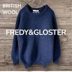 【FREDY&GLOSTER 】ブリティッシュウールネイビー ラグランセーターS